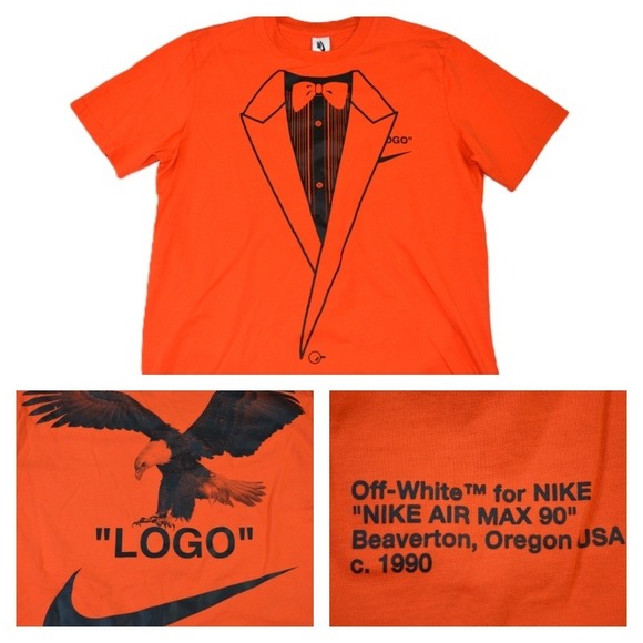 Nike x Off-White Other - Nike Off-White Air Max 90 Tuxedo Eagle Orange T-Shirt BQ0827-891 Mens Large